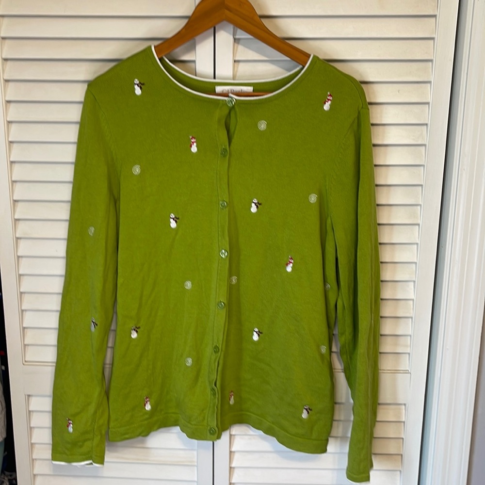 CJ Banks Women’s Snowman Cardigan size X